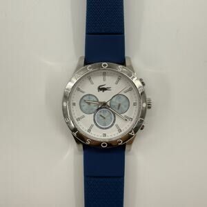 Lacoste Mens Quartz Chronograph Watch 40mm White Dial Blue Strap Stainless Steel